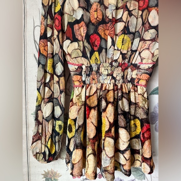 NWT Bl^nk Anthropologie Henslowe Embroidered Velvet Top Blouse Brown Multi XS - Picture 10 of 14